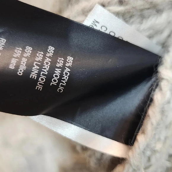 Karl Lagerfield light grey turtleneck long sleeve hi low knit wool blend sweater - Picture 7 of 9